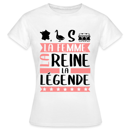 T-shirt femme coloris clair Françoise rébus – La femme, la reine, la légende - blanc
