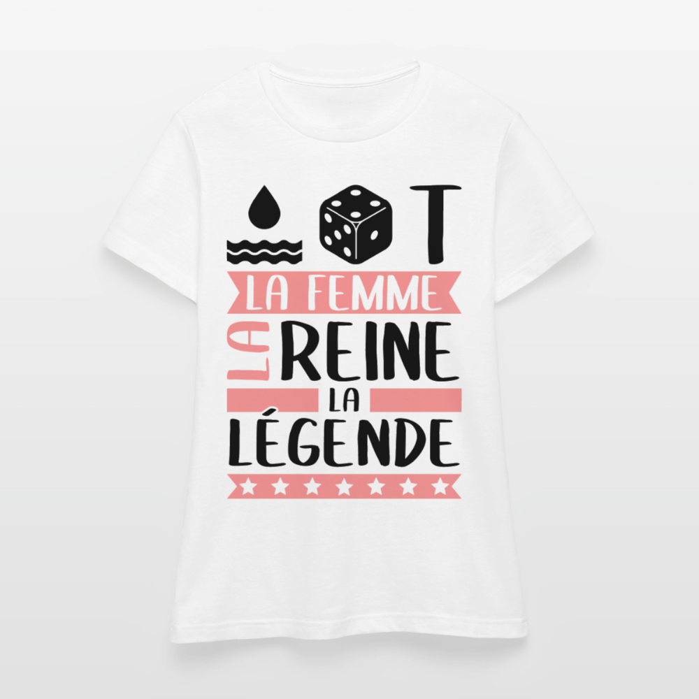 T-shirt femme coloris clair Odette rébus – La femme, la reine, la légende - blanc