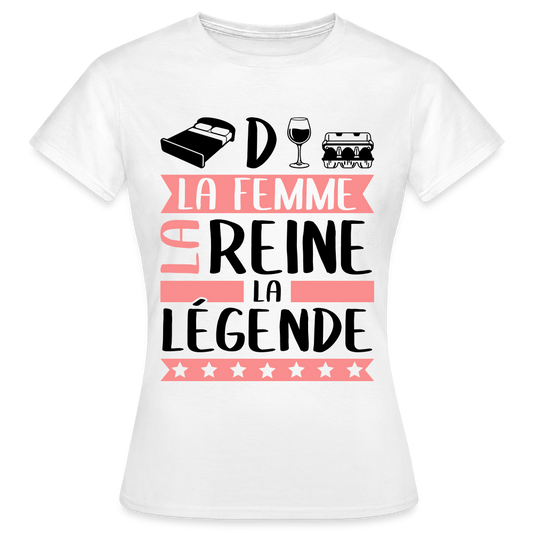 T-shirt femme coloris clair Lidwine rébus – La femme, la reine, la légende - blanc