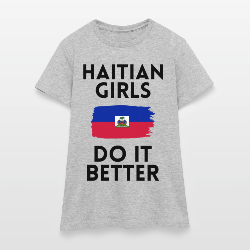 T-shirt femme coloris clair - Haitian Girls Do It Better - gris chiné