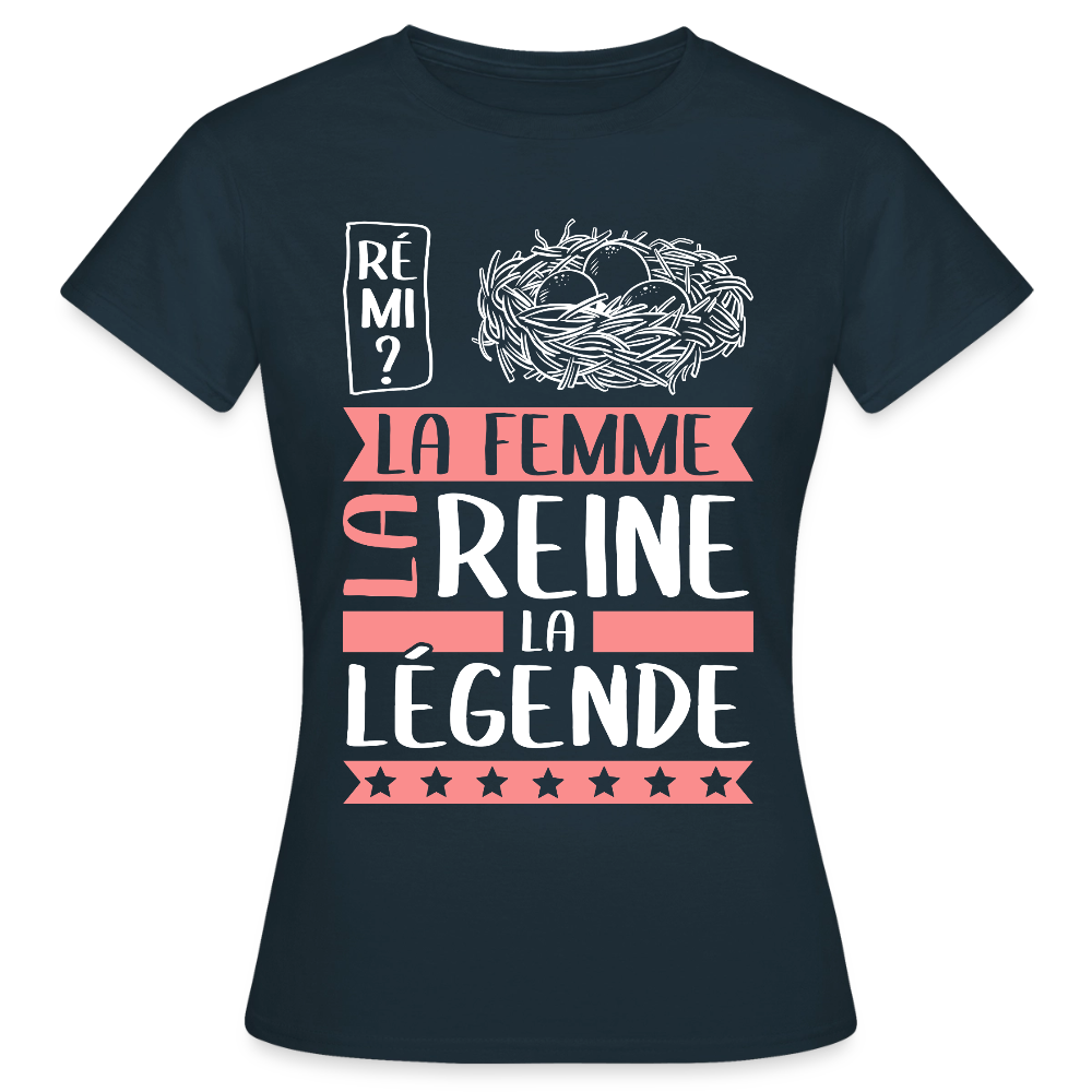 T-shirt femme Fanny rébus – La femme, la reine, la légende - marine