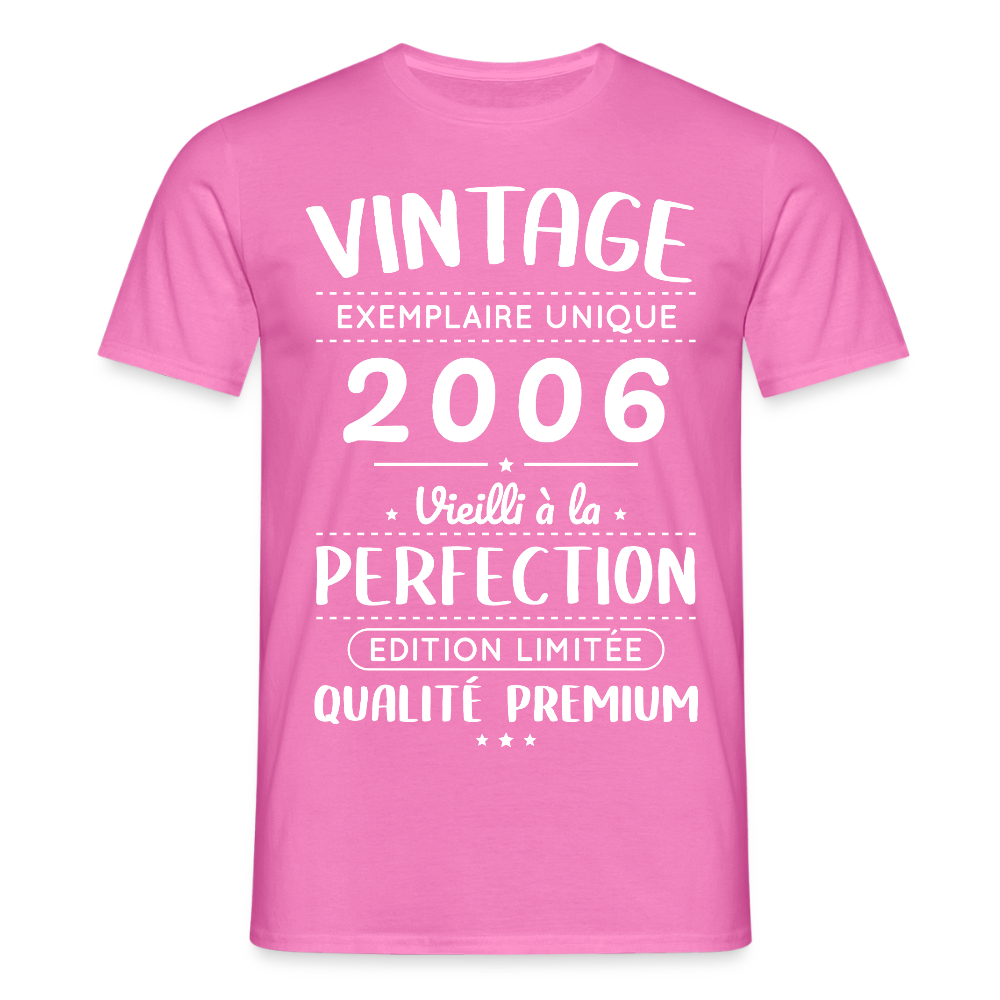 T-shirt anniversaire homme 20 ans – Vintage 2006 – Perfection - rose