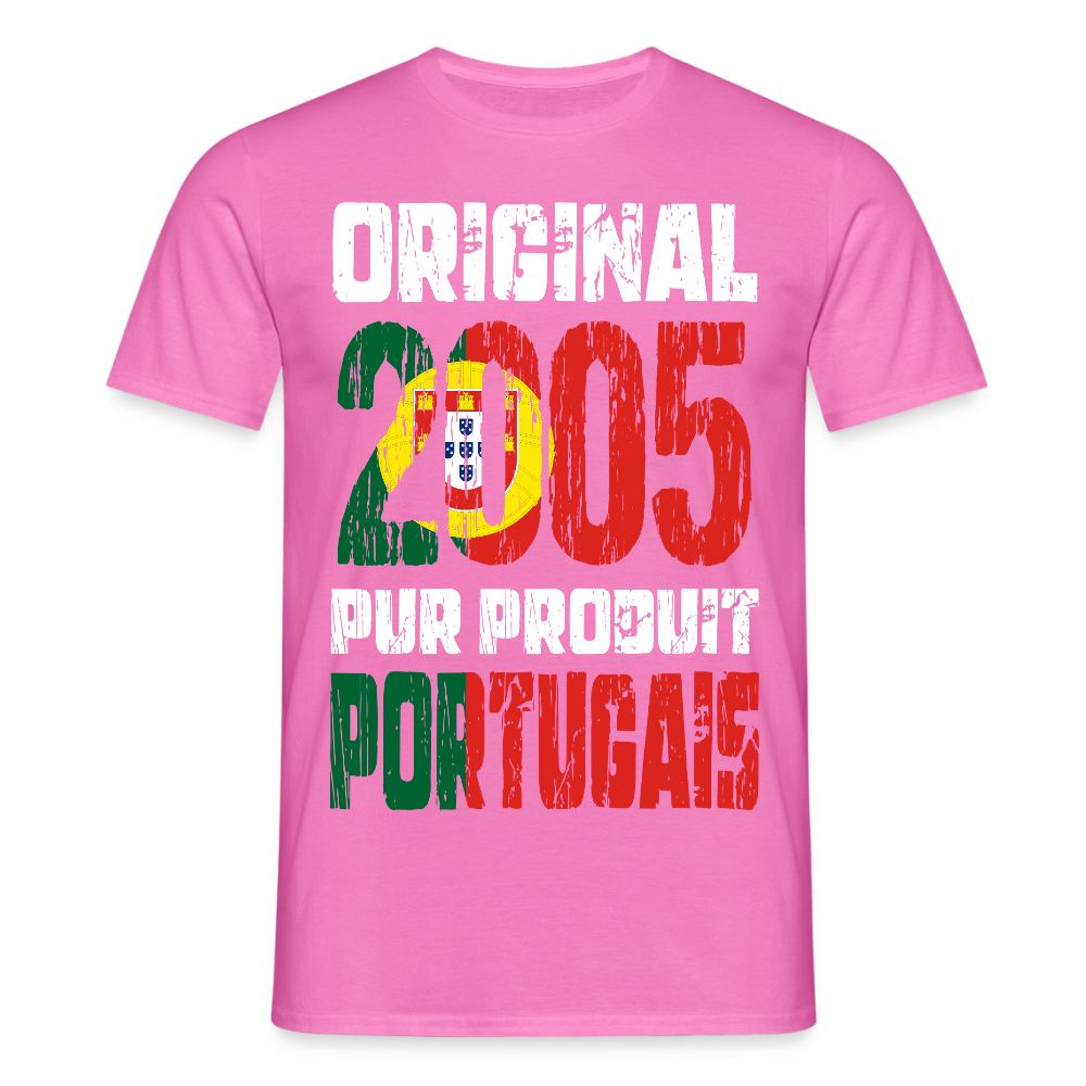 T-shirt Homme - Anniversaire 20 Ans - Original 2005 - Pur produit Portugais - rose
