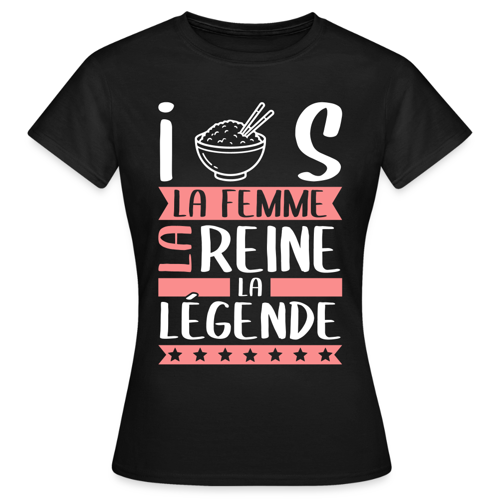T-shirt femme Iris rébus – La femme, la reine, la légende - noir