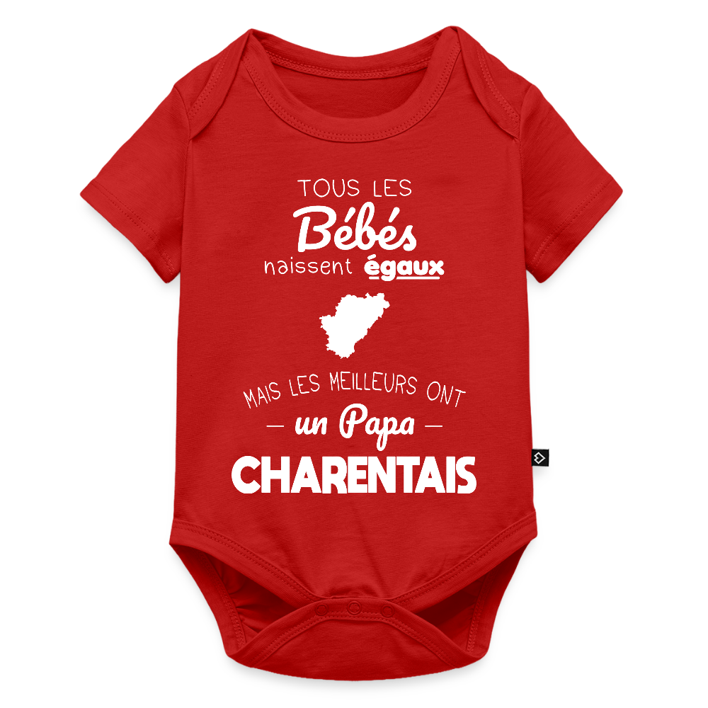 Body Bébé bio manches courtes - Les Meilleurs Ont Un Papa Charentais - rouge