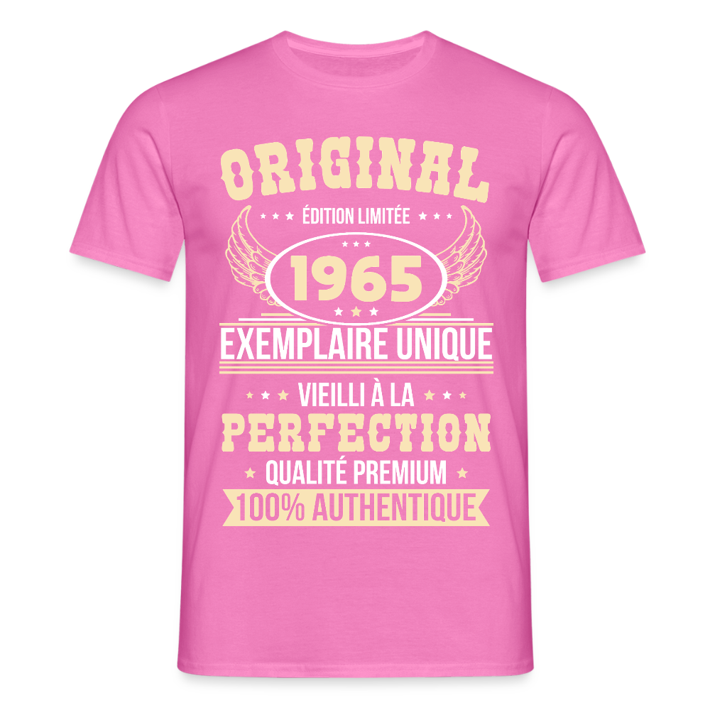 T-shirt Homme - Anniversaire 60 Ans - Original 1965 - rose