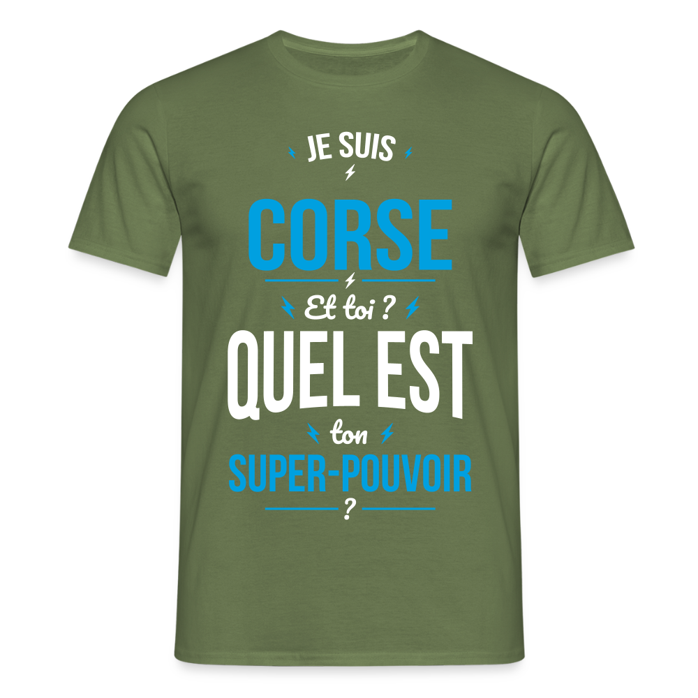 T-shirt Homme - Je suis Corse - Super-pouvoir - vert militaire