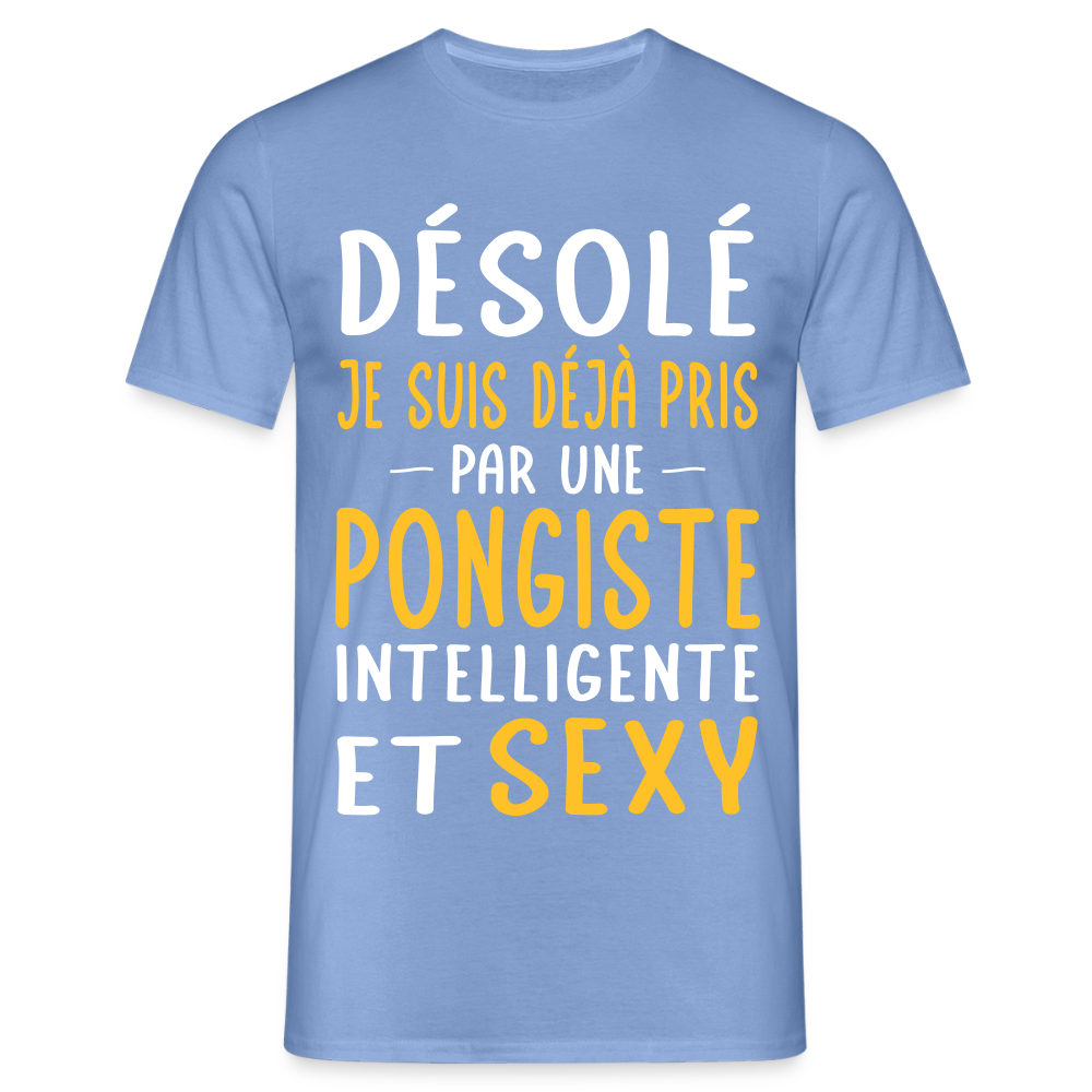 T-shirt Homme - Je suis pris par une pongiste intelligente et sexy - carolina blue