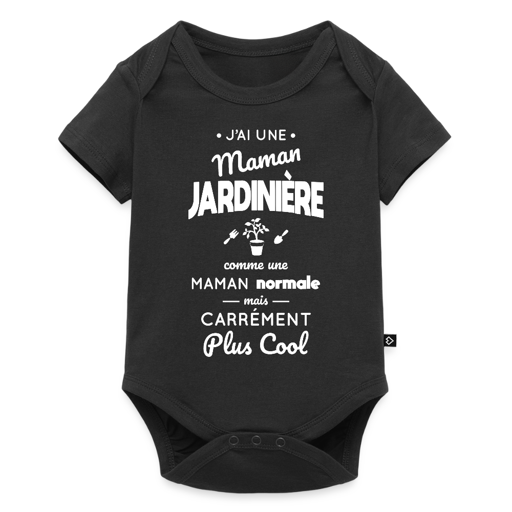 Body Bébé bio manches courtes - J'ai une maman jardinière - noir