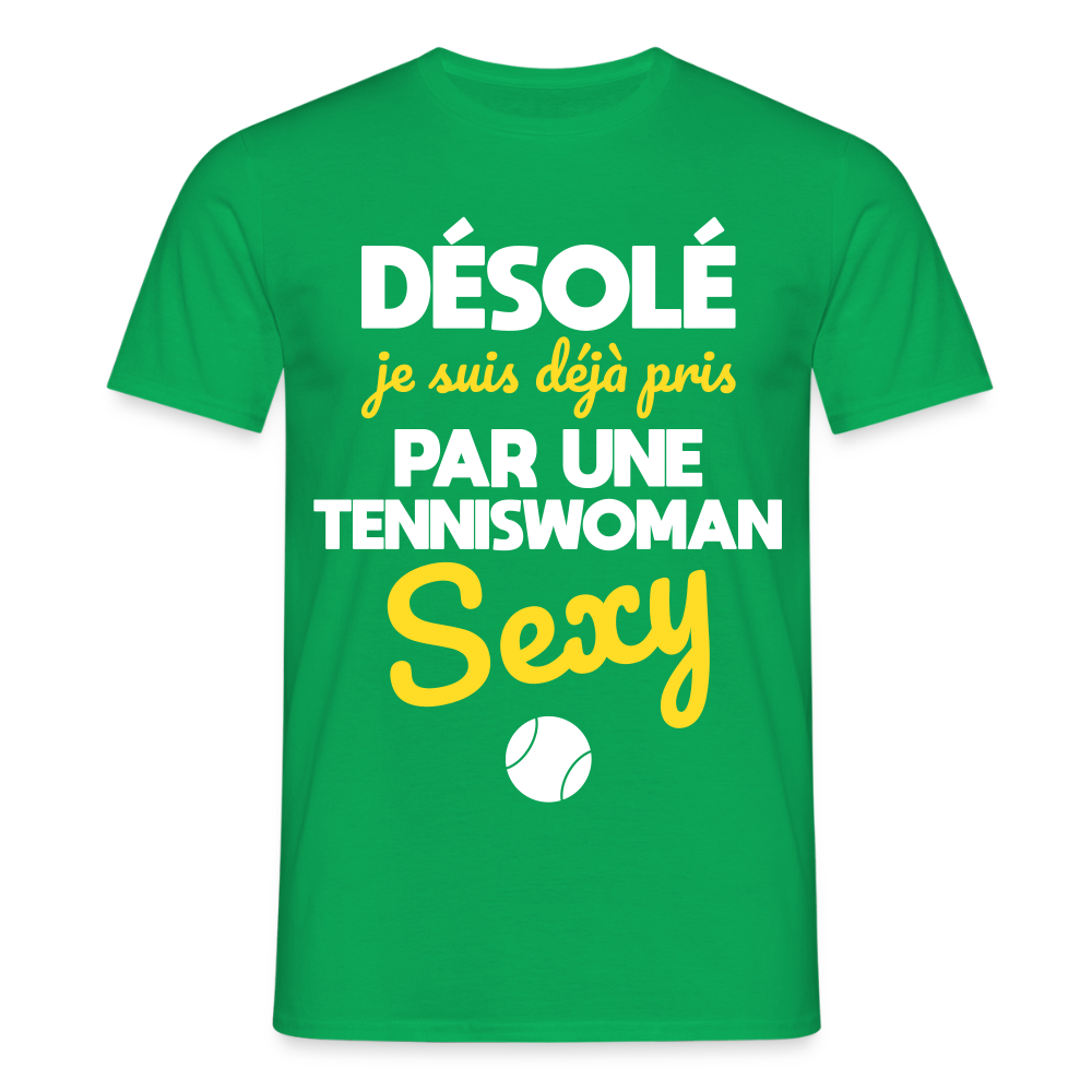 T-shirt Homme - Je suis pris par une tenniswoman sexy - vert