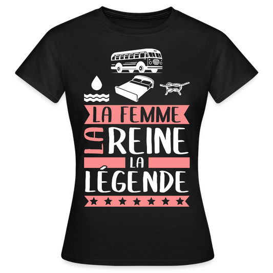 T-shirt femme Caroline rébus – La femme, la reine, la légende - noir
