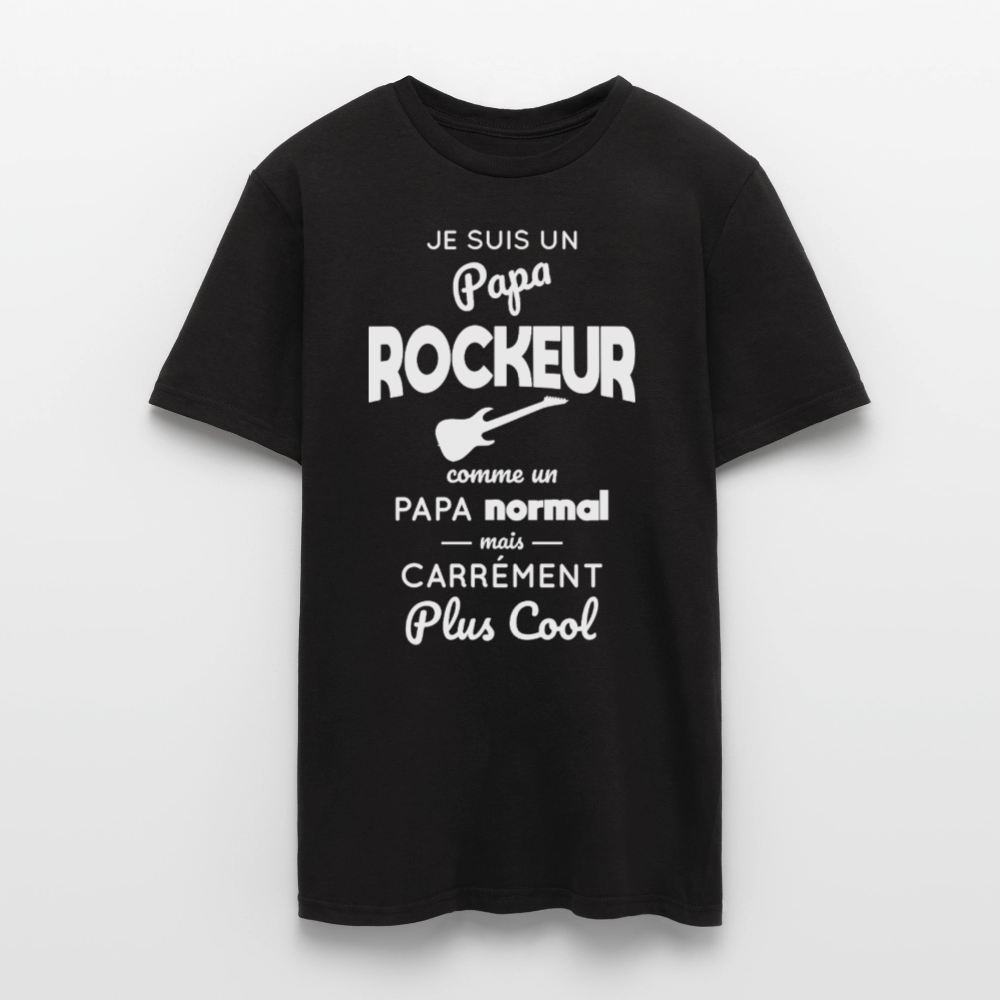 T-shirt Homme - Papa rockeur plus cool - noir