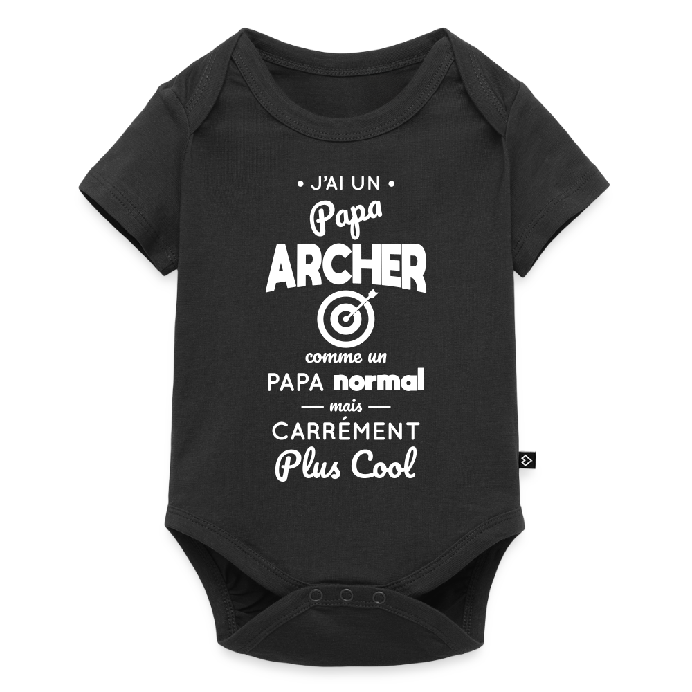 Body Bébé bio manches courtes - J'ai un papa archer - noir