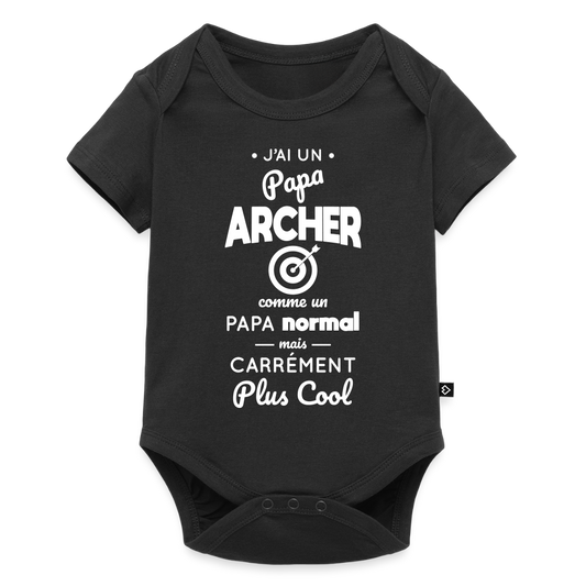 Body Bébé bio manches courtes - J'ai un papa archer - noir