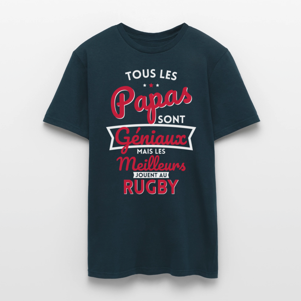 T-shirt Homme - Papas géniaux - Les meilleurs jouent au rugby - marine