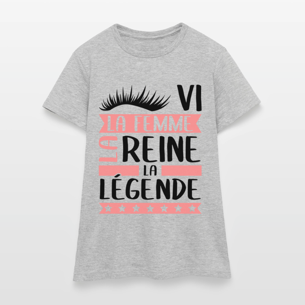 T-shirt femme coloris  clair Sylvie en rébus – La femme, la reine, la légende - gris chiné