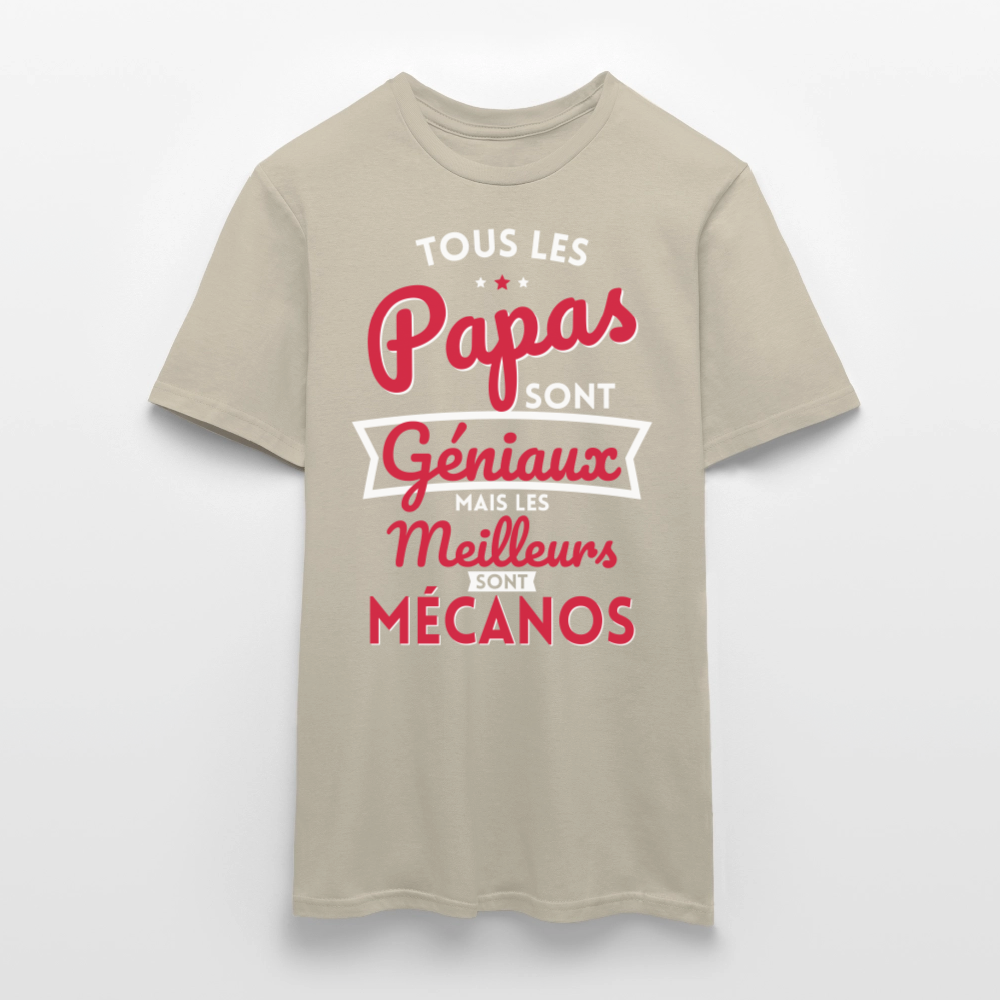 T-shirt Homme - Papas géniaux - Les meilleurs sont mécanos - beige sable