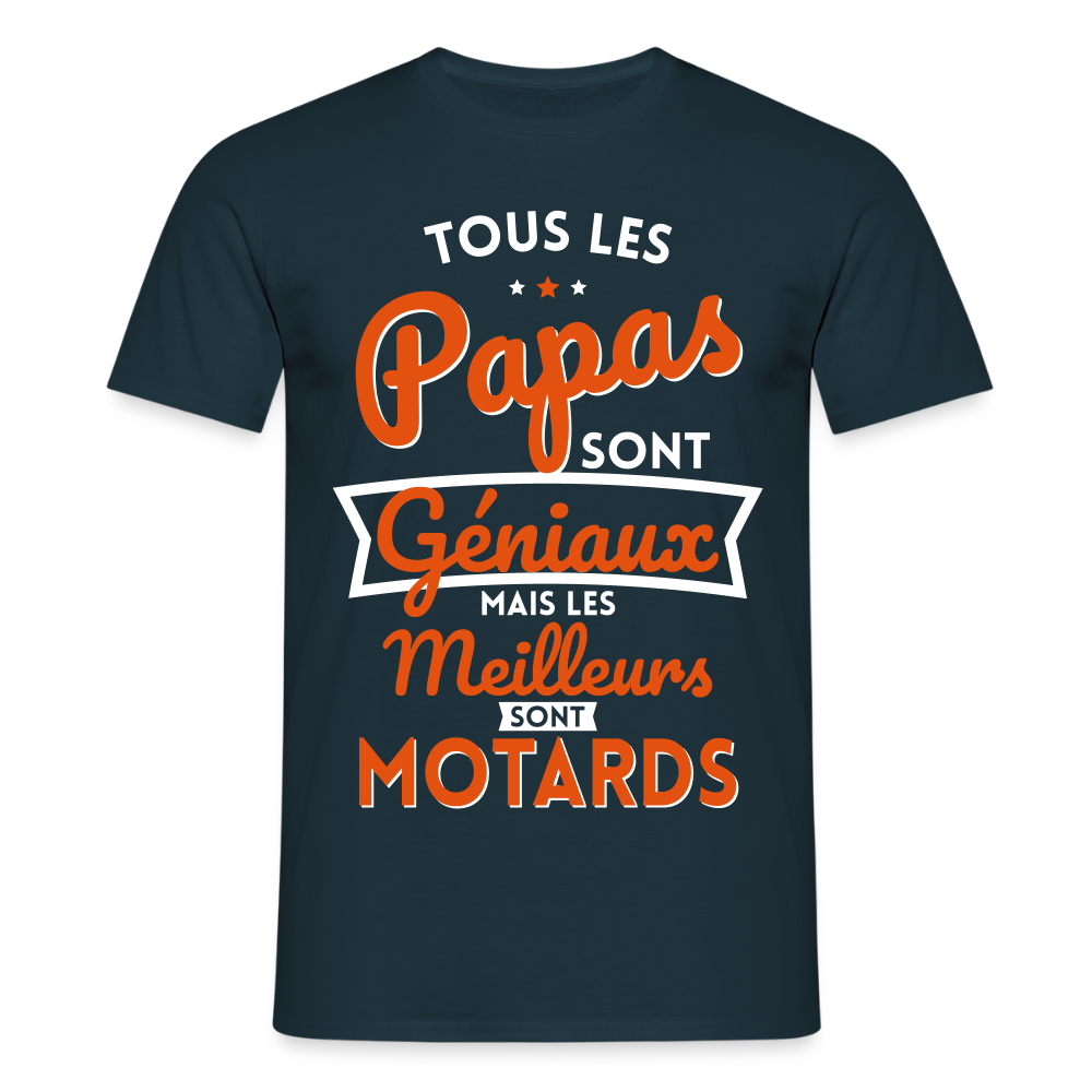T-shirt Homme - Papas géniaux - Les meilleurs sont motards - marine