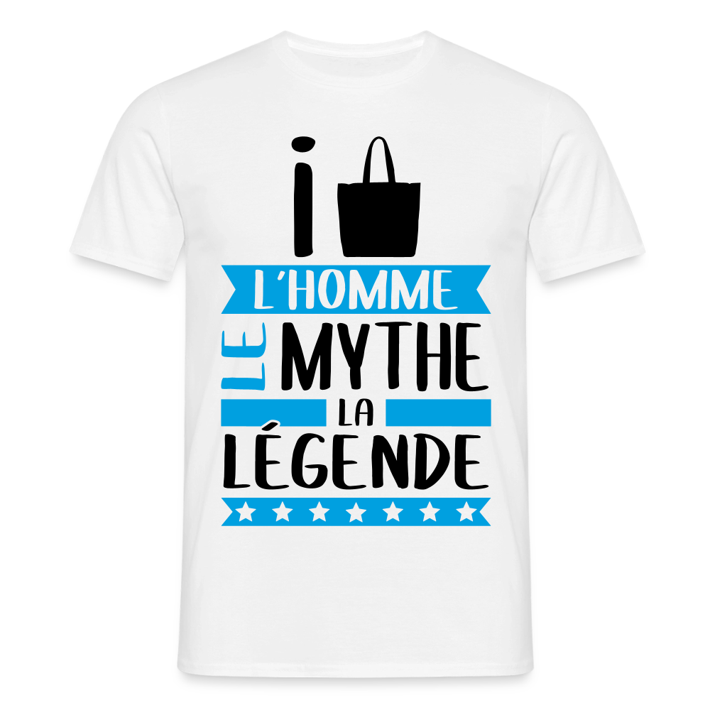 T-shirt homme coloris clair Isaac en rébus – L’homme, le mythe, la légende - blanc