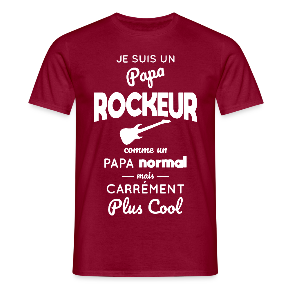 T-shirt Homme - Papa rockeur plus cool - rouge brique