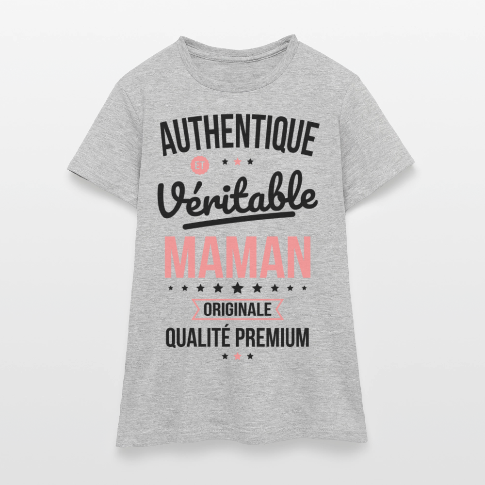T-shirt Femme - Authentique et véritable Maman - gris chiné
