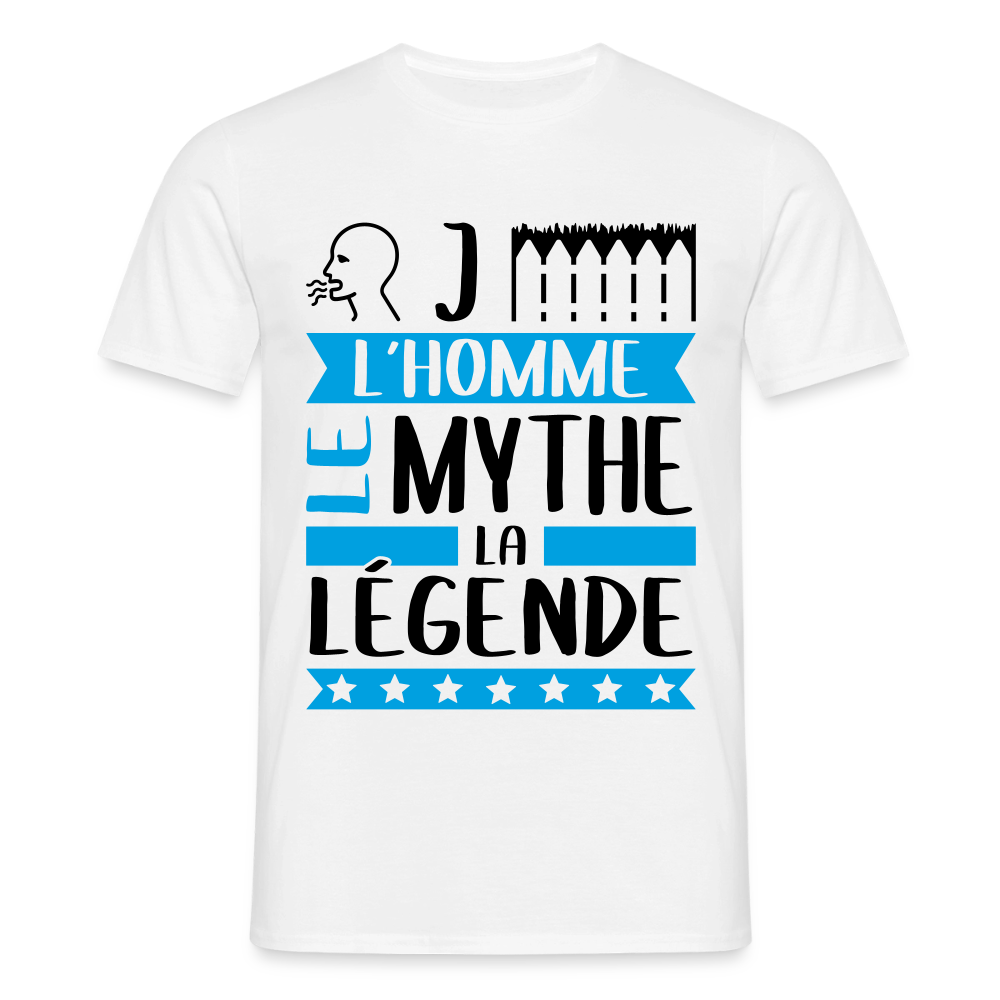T-shirt homme coloris clair Roger en rébus – L’homme, le mythe, la légende - blanc