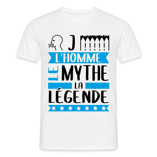 T-shirt homme coloris clair Roger en rébus – L’homme, le mythe, la légende - blanc