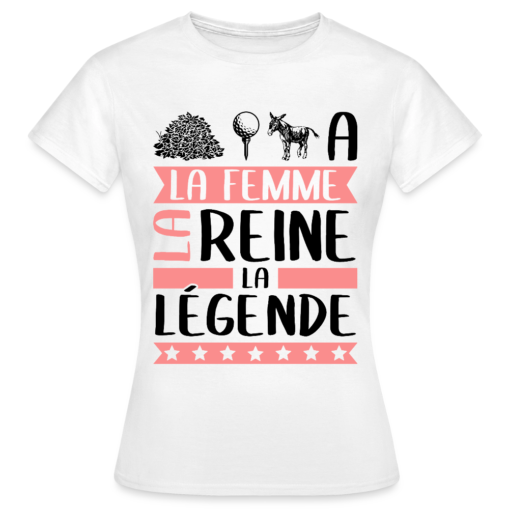 T-shirt femme coloris clair Tatiana en rébus – La femme, la reine, la légende - blanc