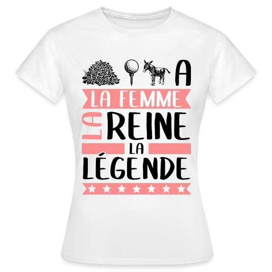 T-shirt femme coloris clair Tatiana en rébus – La femme, la reine, la légende - blanc