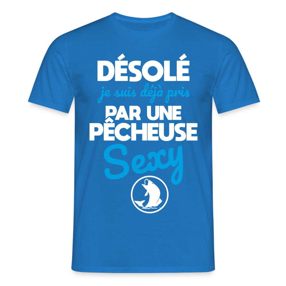 T-shirt Homme - Je suis pris par une pêcheuse sexy - bleu royal