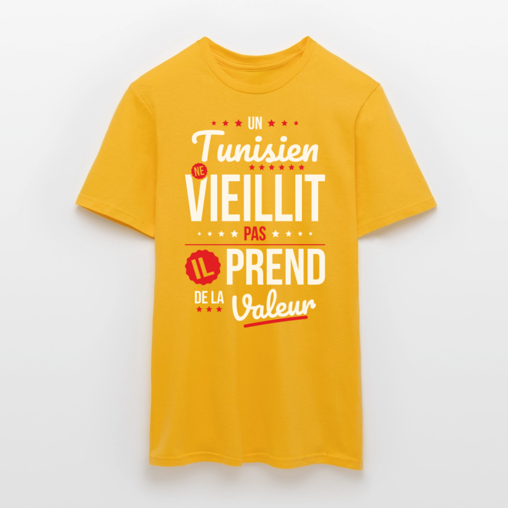 T-shirt Homme - Un Tunisien ne vieillit pas - jaune