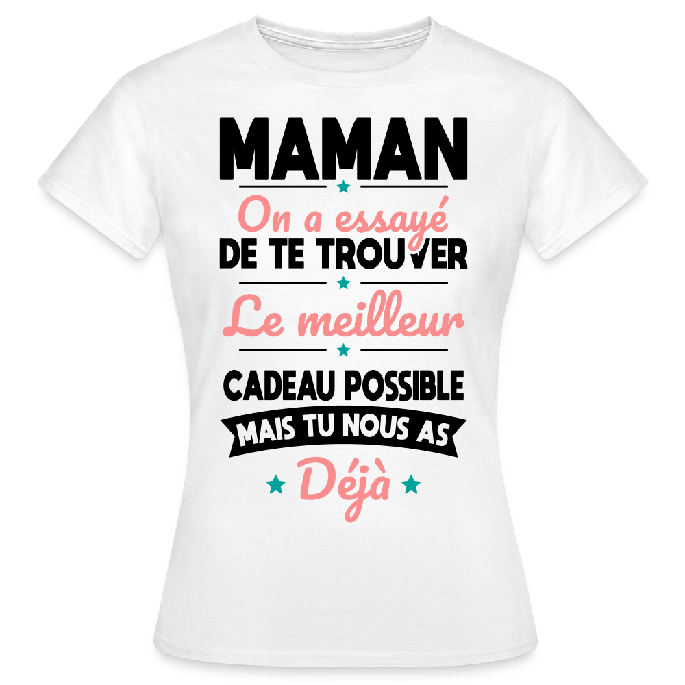 T-shirt femme maman humoristique coloris clair - Cadeau fête des mères - blanc