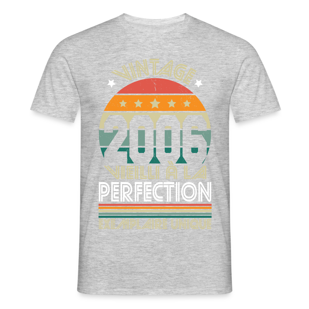 T-shirt Homme - Anniversaire 19 Ans - Vintage 2006 - gris chiné
