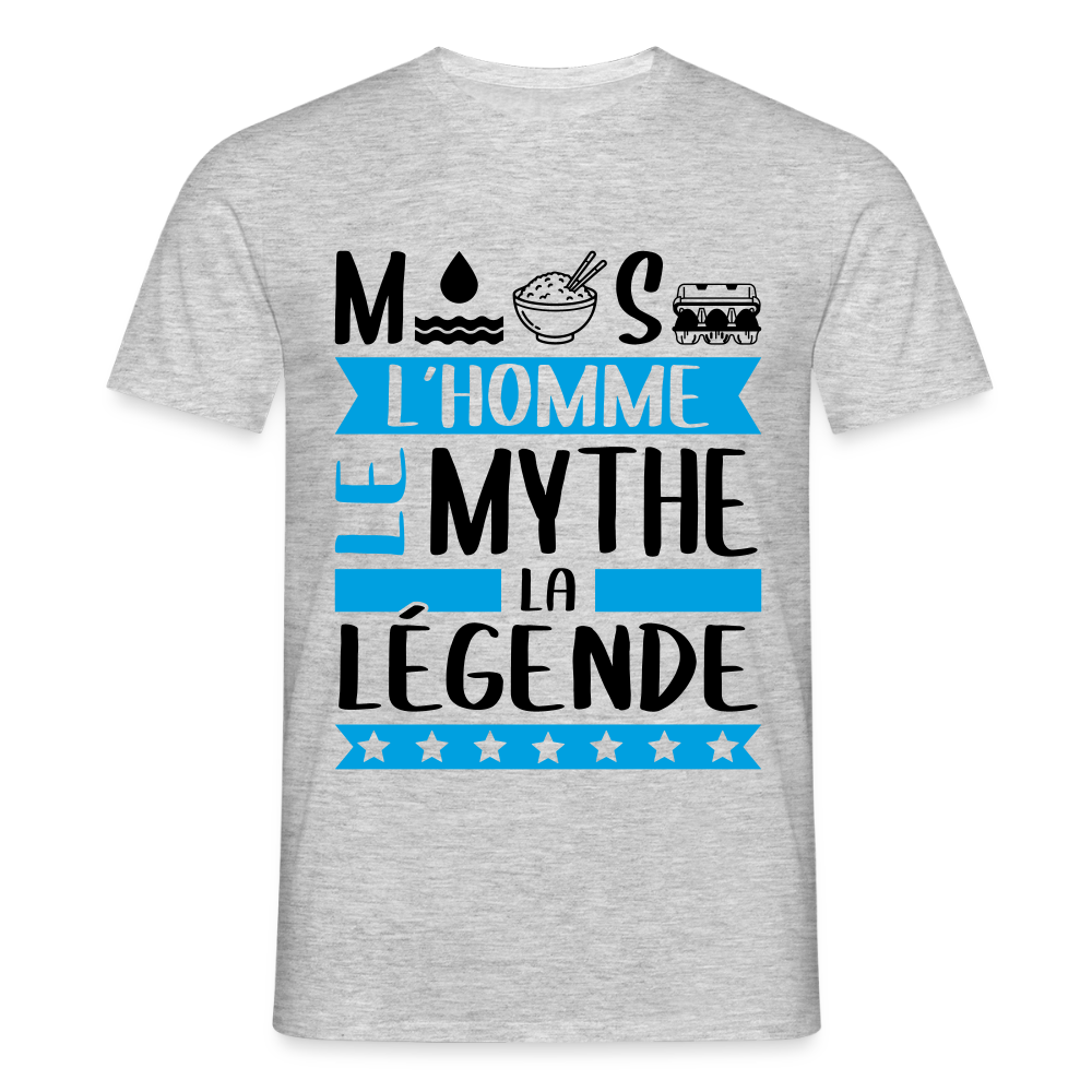 T-shirt homme coloris clair Maurice en rébus – L’homme, le mythe, la légende - gris chiné