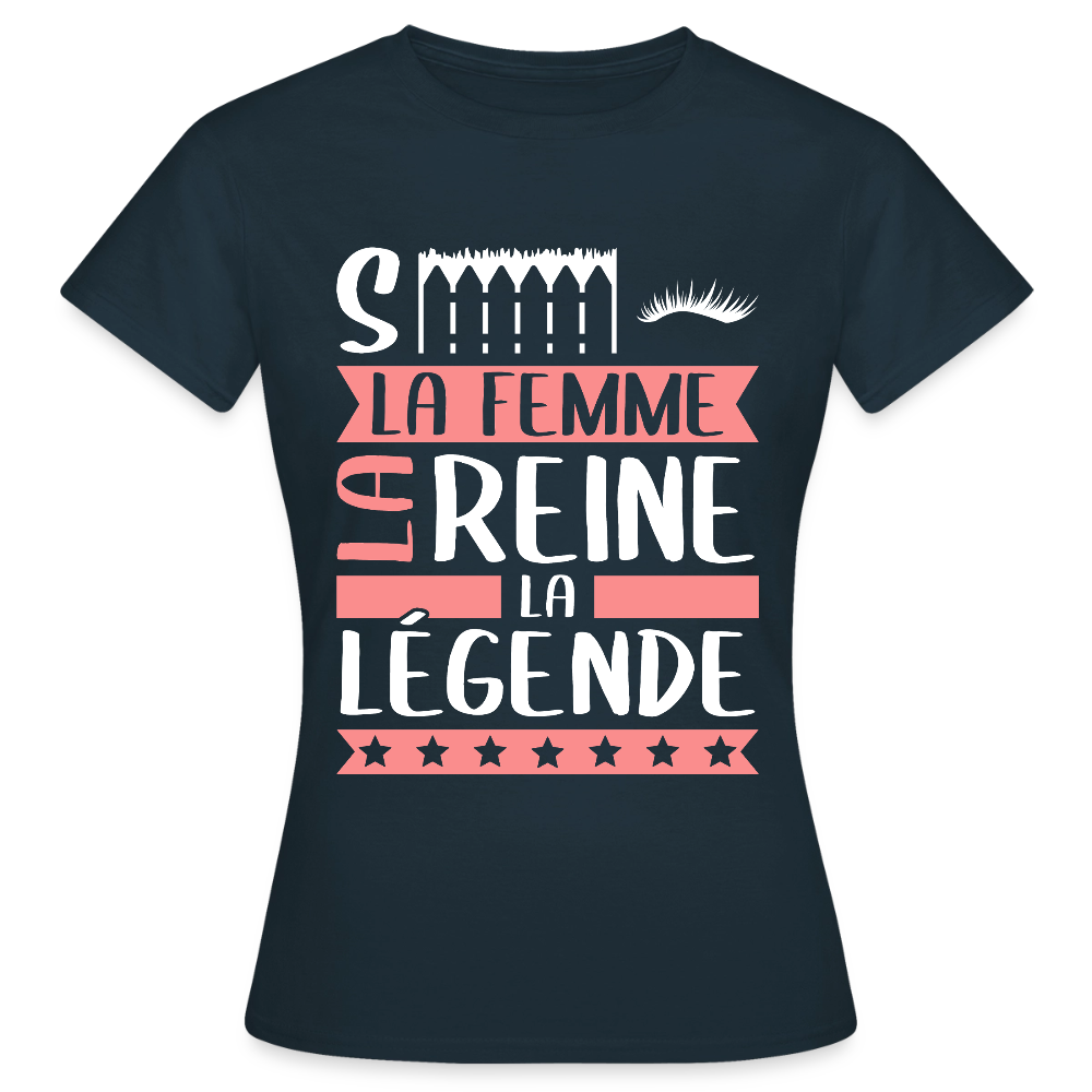T-shirt femme Cécile rébus – La femme, la reine, la légende - marine
