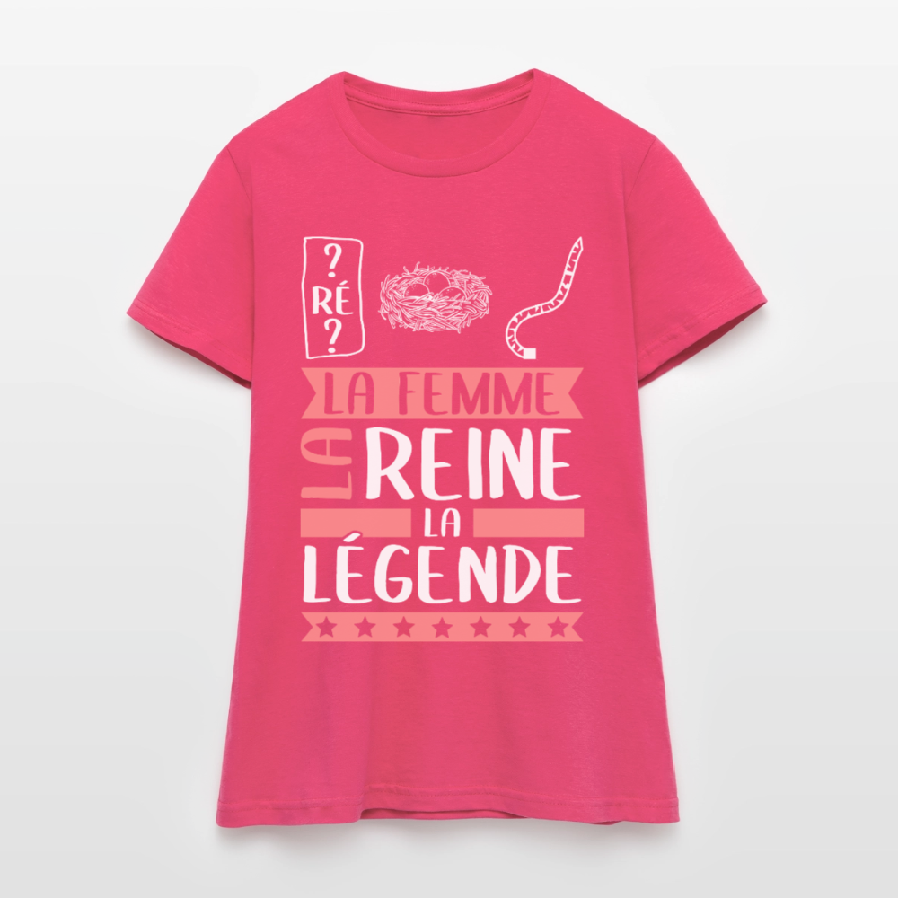 T-shirt femme Dominique rébus – La femme, la reine, la légende - rose azalée