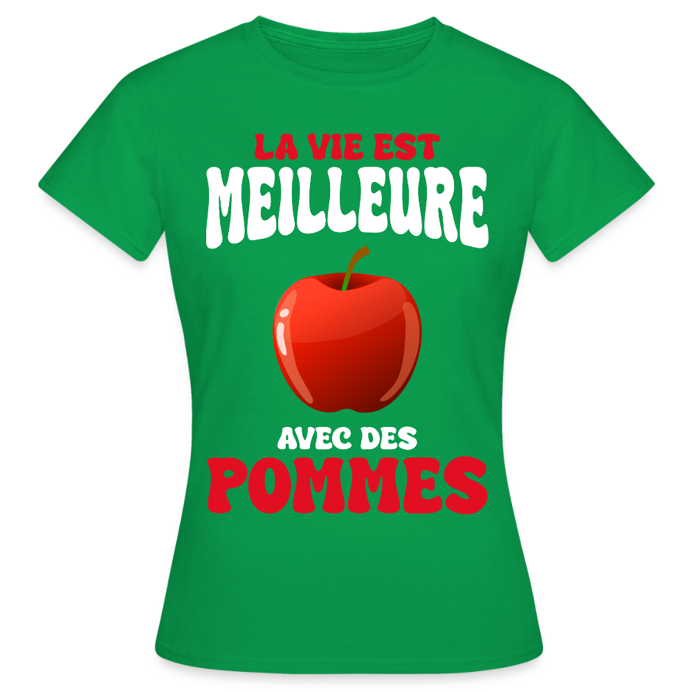 T-shirt Femme - La vie est meilleure avec des pommes - vert