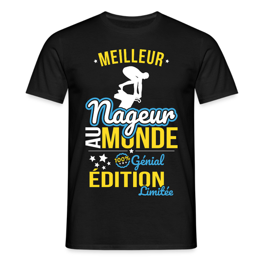 T-shirt Homme - Meilleur Nageur au monde - 100% génial - noir