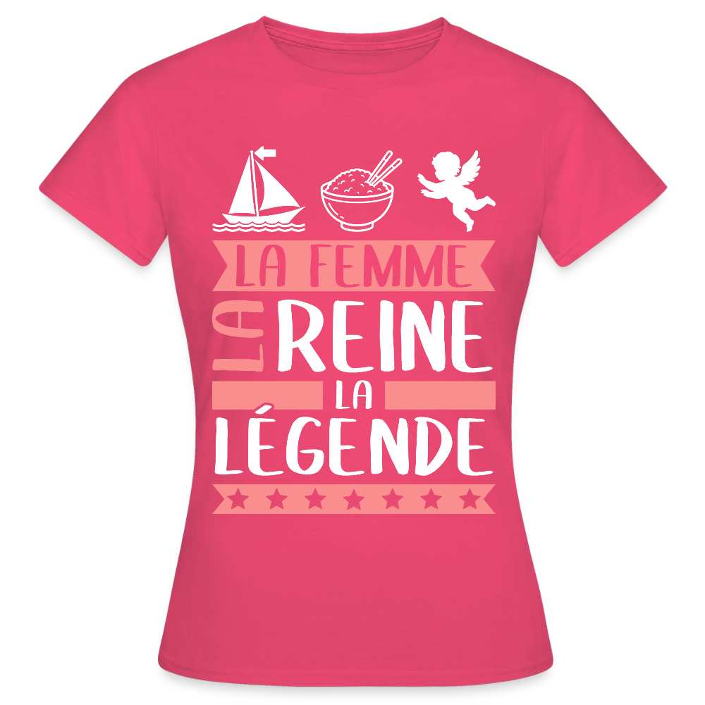 T-shirt femme Marie-Ange rébus – La femme, la reine, la légende - rose azalée