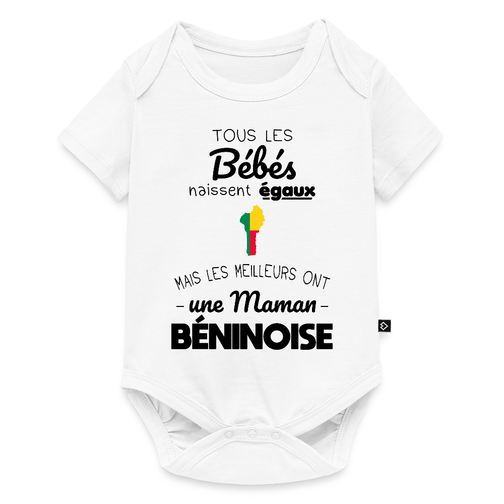Body Bébé bio manches courtes - Les Meilleurs Ont Une Maman Béninoise - blanc