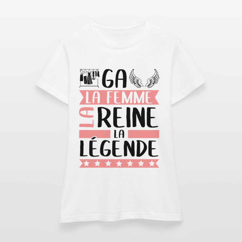 T-shirt femme coloris clair Abigaëlle rébus – La femme, la reine, la légende - blanc