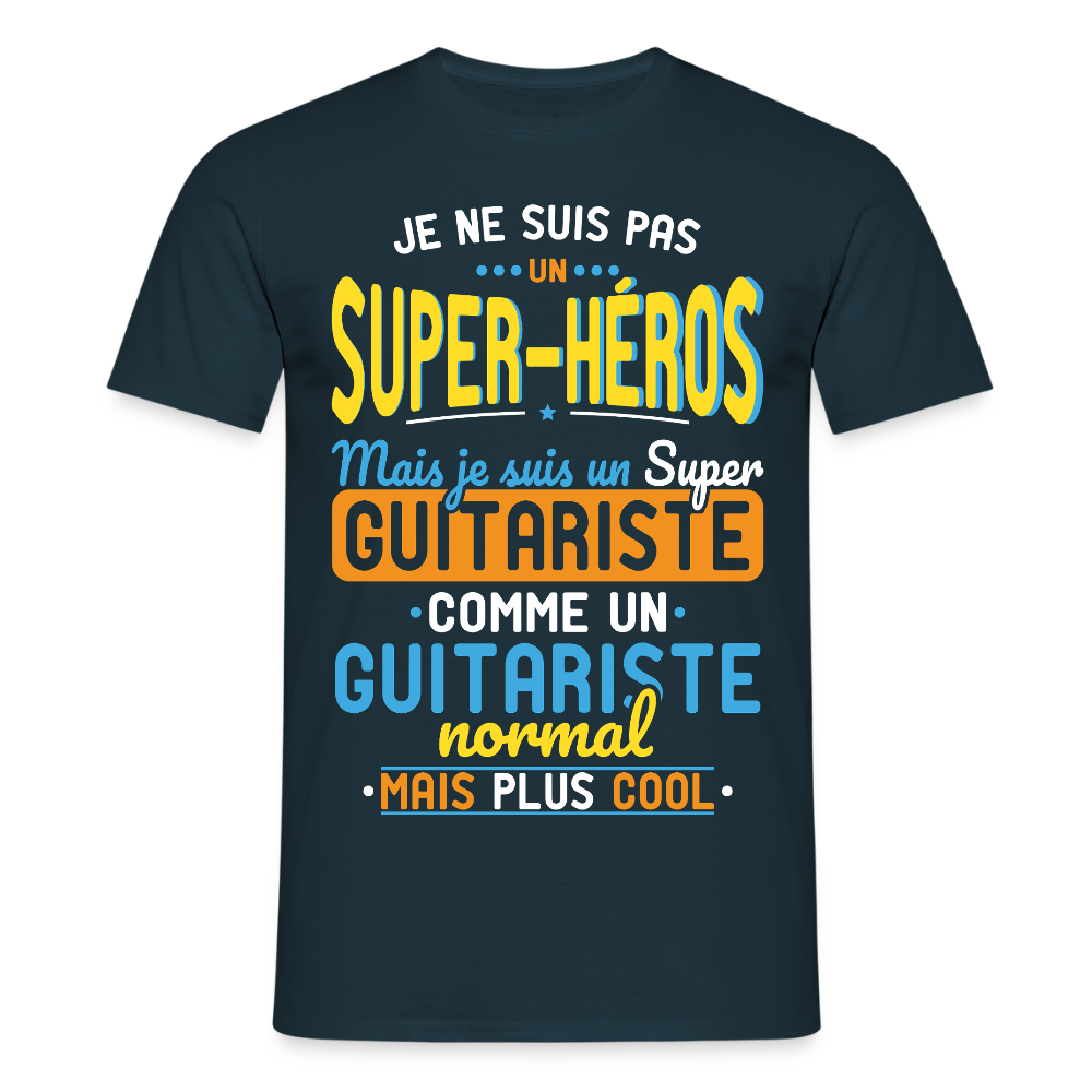 T-shirt Homme - Pas un Super-Héros mais un super Guitariste - marine