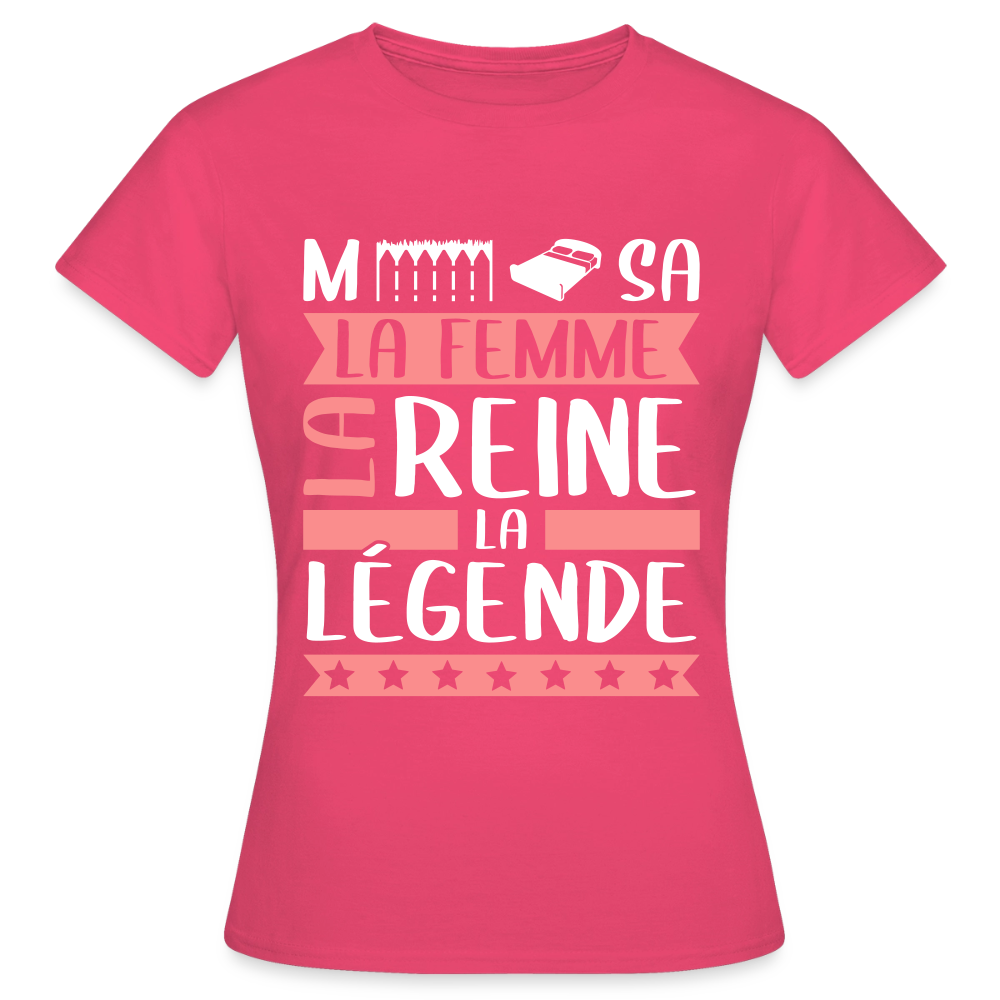 T-shirt femme Mélissa rébus – La femme, la reine, la légende - rose azalée