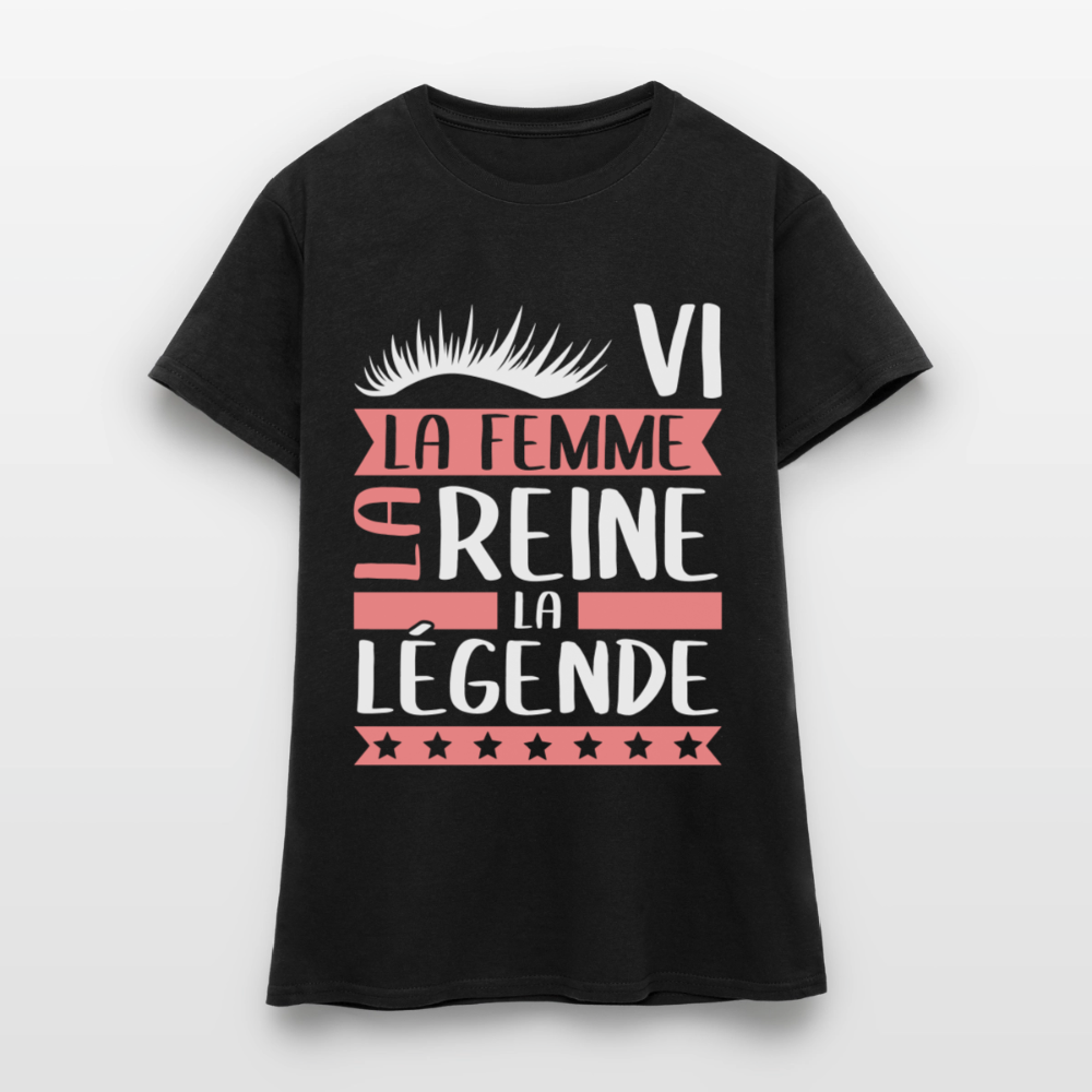 T-shirt femme Sylvie rébus – La femme, la reine, la légende - noir