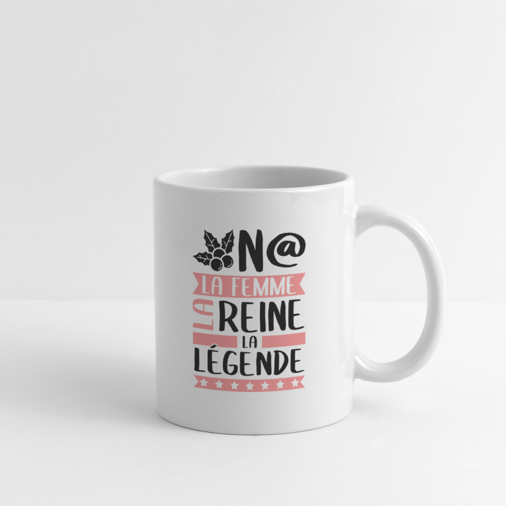 Mug blanc Oona rébus – La femme, la reine, la légende - blanc