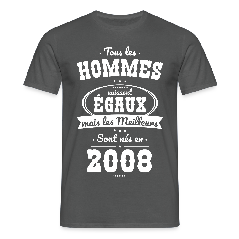 T-shirt anniversaire homme 18 ans – Les meilleurs sont nés en 2008 - charbon