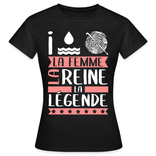 T-shirt femme Yolaine rébus – La femme, la reine, la légende - noir
