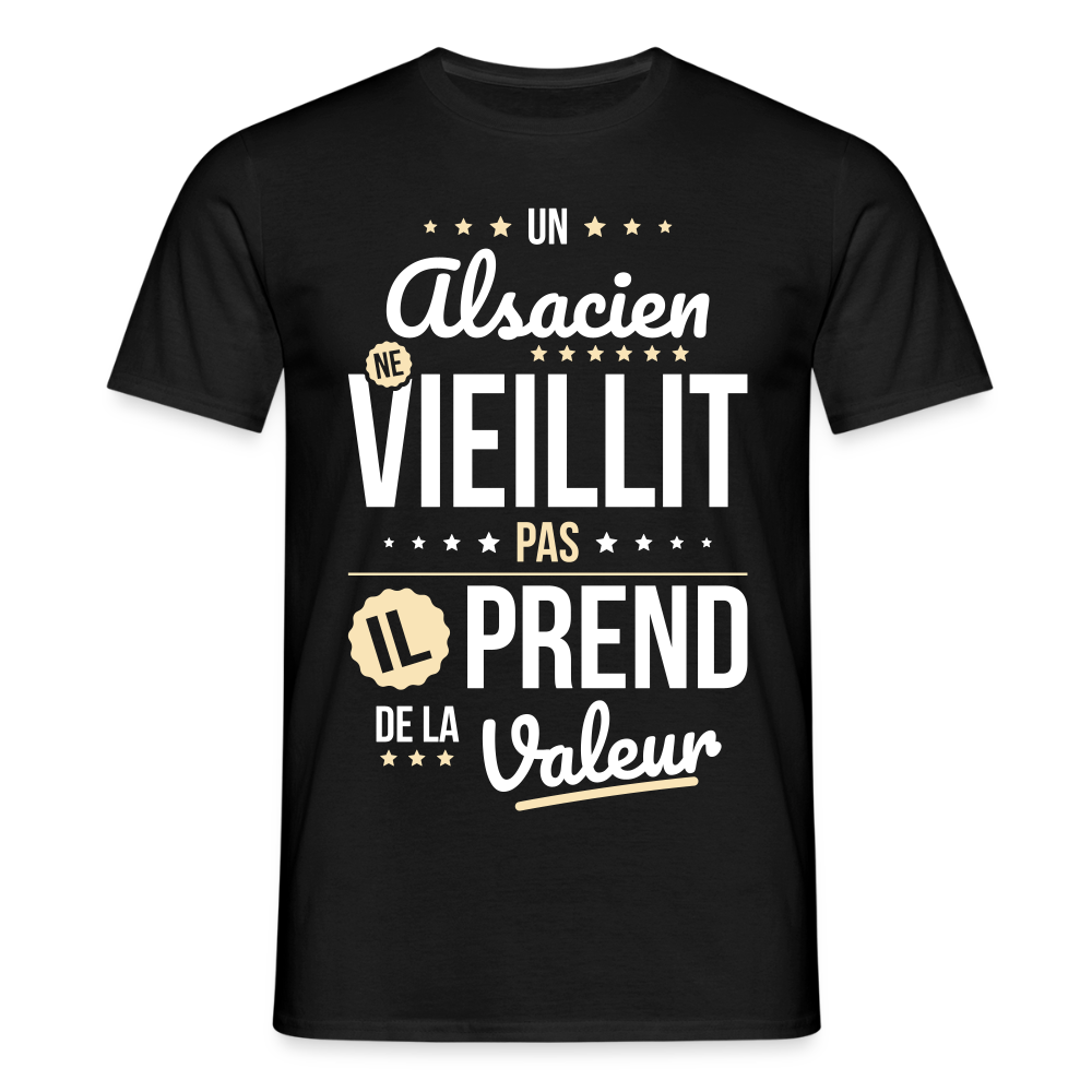 T-shirt Homme - Un Alsacien ne vieillit pas - noir