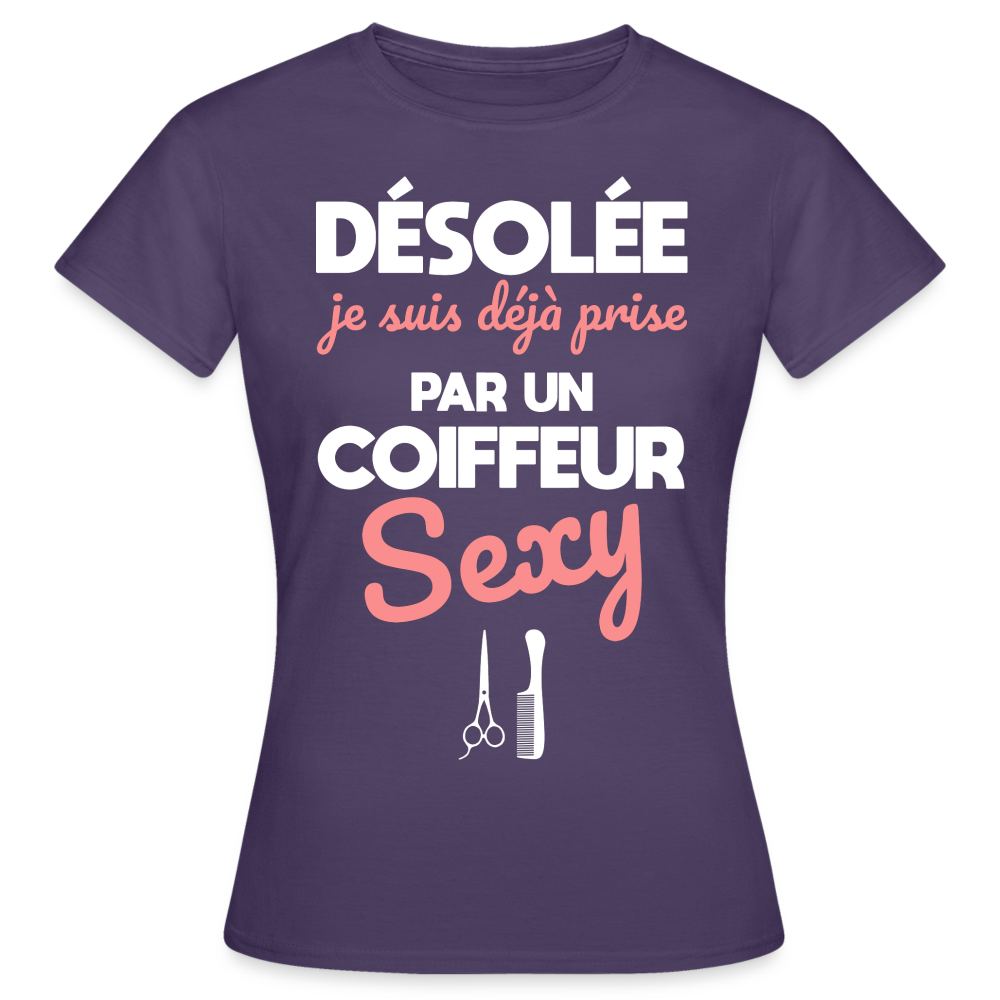 T-shirt Femme - Je suis déjà prise par un coiffeur sexy - violet foncé