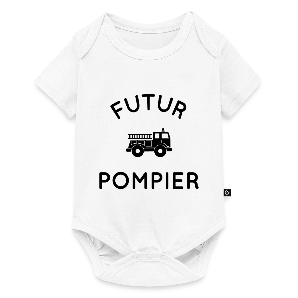 Body Bébé bio manches courtes - Futur pompier - blanc